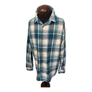 Wrangler Blue & White Casual Cotton Plaid Shirt Long Sleeve Button Down Men's XL